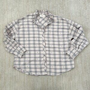 XiRENA Jensen Ruffle Plaid Flannel Western Cotton Shirt Top S
